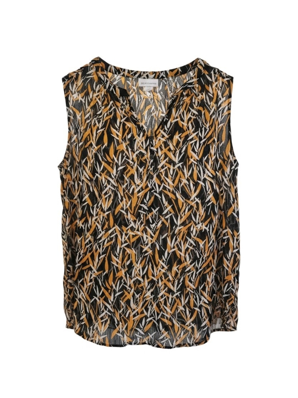 Liz Claiborne Sleeveless V-Neck Camisole in Black, Mustard & Cream